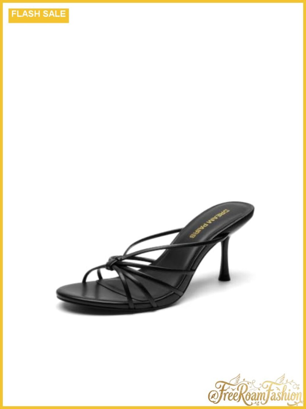 Women's Kitten Heel Strappy Sandals Open Toe Faux Leather Mule Dress Shoes